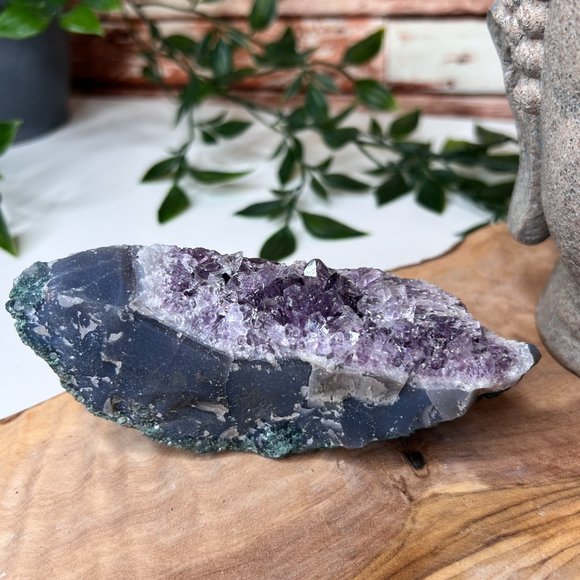 Unique Crescent Amethyst Geode Cluster Freeform, Crystal Decor Cluster - Picture 8 of 12